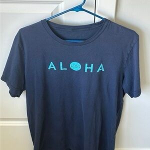 Navy Tee with Aloha Graphic